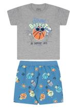 Conjunto masculino basket, meia malha, moletinho estampado