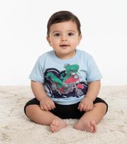 Conjunto Masculino Bebê Camiseta Dinossauro C/ Bermuda - Tamanho M (3 A 6 Meses)