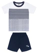 Conjunto Masculino Bebê Camiseta Listras C/bermuda Moletinho