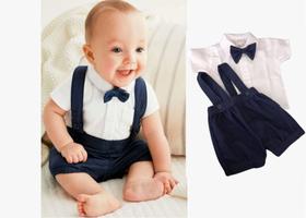 Conjunto Masculino bebê festa casamento Azul gravata