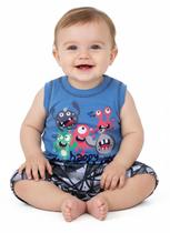 Conjunto Masculino Bebê Regata C/bermuda Com Estampas Ao G