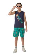 Conjunto Masculino Bicho Bagunça Camisa Regata Urban e Short Tectel Tamanho (10ao16)