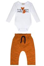 Conjunto masculino branco body manga longa e calça tamanho G 9 a 12 meses- Milon