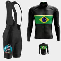 Conjunto Masculino Brasil Points Manga Longa Pro + Bretelle Forro Gel