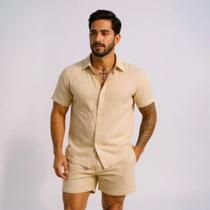 Conjunto Masculino Camisa Linho Bermuda Linho
