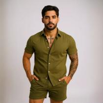 Conjunto Masculino Camisa Linho Bermuda Linho Conjunto Masculino Camisa Linho Bermuda Linho