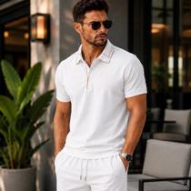 Conjunto Masculino Camisa Polo E Short Poliamida Tecido Gelado Elastico Premium Verão Fitness Treino Conjunto Masculino Camisa Polo E Short Poliamida Tecido Gelado Elastico Premium Verão Fitness Treino