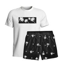 Conjunto Masculino Camiseta Algodão E Short Tactel Coqueiros