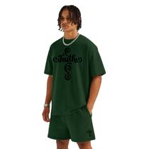 Conjunto Masculino Camiseta Oversized + Bermuda Moletinho Estilo Casual Esportivo