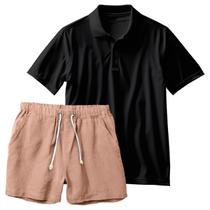 Conjunto Masculino Camiseta Polo e Short Linho Moda Praia Luxo Premium Conjunto Masculino Camiseta Polo e Short Linho Moda Praia Luxo Premium