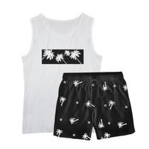 Conjunto Masculino Camiseta Regata Algodão E Short Tactel Coqueiros