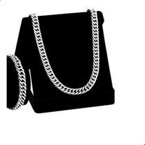 Conjunto Masculino Corrente Pulseira 7mm Cj-96 Aço Inox