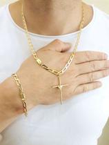 conjunto masculino Corrente Pulseira Pingente Banhada Ouro18