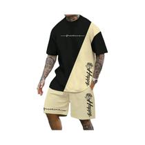 Conjunto Masculino De Camiseta De Gola Redonda Respirável De Secagem Rápida E Shorts Com Cordão,