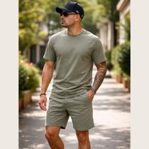 Conjunto Masculino de Verão Camiseta + Shorts Texturizado Leve e Super Confortável