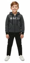 Conjunto Masculino Em Moletom Flame Flanelado Jaqueta C/ Capuz Space Nº 4 Ao 8