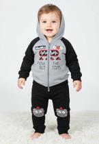 Conjunto Masculino Em Moletom Flanelado Jaqueta C/ Capuz Robô Nº 1 Ao 3