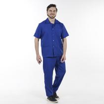 Conjunto Masculino em Tecido Oxford para Serviços Gerais Jaleco Aberto com Botões