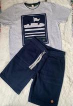 Conjunto Masculino infantil bermuda sarja marca Glinny