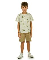 Conjunto Masculino Infantil Camisa Floral e Bermuda Sarja Verão 232607