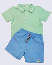 Conjunto Masculino Infantil Gola Polo Verde + Short Azul Conjunto Masculino Infantil Gola Polo Verde + Short Azul