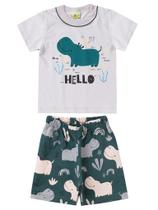 Conjunto Masculino Infantil Hello - Lual Kids -Cinza/Petróleo