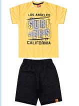 Conjunto Masculino Infantil Surfers - Lual Kids - Amarelo/Preto Zurique