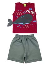 Conjunto Masculino Infantil Whale - Lual Kids - Carmim/Grafite