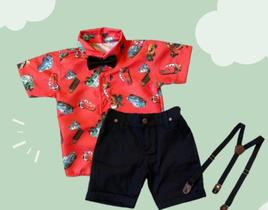 Conjunto masculino jardineira tamanho P