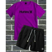 Conjunto Masculino kit Camiseta Algodão Premium e Bermuda em Tectel Estampa HLW Kit Short e Camisa H