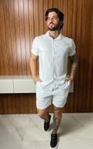 Conjunto Masculino Liso em Viscose Camisa de Botão e short