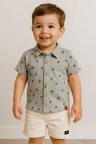 Conjunto Masculino Meninos Verão Camisa Folhagem e Bermuda Infantil Roupa De Menino 3 Anos Colorittá