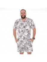 Conjunto masculino moda praia plus estilo hawaiano verao