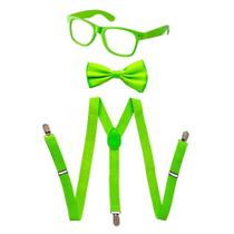 Conjunto Masculino Neon Verde com Suspensórios e Gravata Borboleta Dress Up America