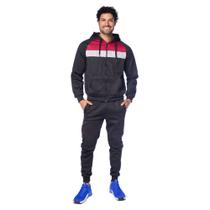 Conjunto Masculino Sea Surf Malha Capuz Preto/Vermelho/Cinza