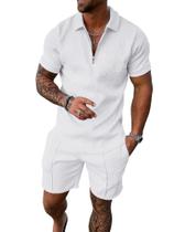 Conjunto Masculino UOUA 2 Peças Camiseta Polo Manga Curta Branca M Conjunto Masculino UOUA 2 Peças Camiseta Polo Manga Curta Branca M