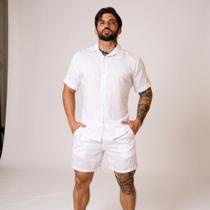 Conjunto Masculino Viscolinho Camisa Social de Botão e Short Casual Verão Conjunto Masculino Viscolinho Camisa Social de Botão e Short Casual Verão