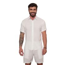 Conjunto Masculino Visocose Camisa Botão Bermuda Moda Praia
