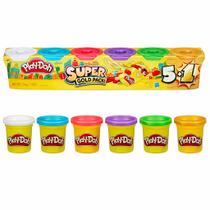 Conjunto Massinha Play-Doh Super Silver Pack com 6 Potes Colors Sortido G1750 G1740 - Hasbro