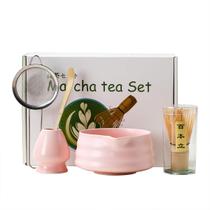 Conjunto Matcha LONHXUN Ceramic White com tigela, peneira e suporte para batedor