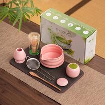 Conjunto Matcha MatchAia, tigela de cerâmica de 6 peças com bico rosa
