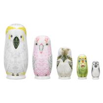 Conjunto Matryoshka de madeira Bird Russian Nesting Dolls de 5 camadas Conjunto Matryoshka de madeira Bird Russian Nesting Dolls de 5 camadas