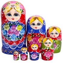 Conjunto Matryoshka de madeira de 7 peças da Russian Nesting Dolls AMOR PRESENT Conjunto Matryoshka de madeira de 7 peças da Russian Nesting Dolls AMOR PRESENT