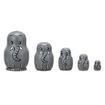 Conjunto Matryoshka de madeira para bonecos de nidificação de elefantes russos de 5 camadas Conjunto Matryoshka de madeira para bonecos de nidificação de elefantes russos de 5 camadas