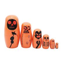 Conjunto Matryoshka de madeira para bonecos de nidificação russos de Halloween de 6 camadas Conjunto Matryoshka de madeira para bonecos de nidificação russos de Halloween de 6 camadas