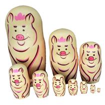 Conjunto Matryoshka de madeira Piglet Russian Nesting Dolls de 10 camadas Conjunto Matryoshka de madeira Piglet Russian Nesting Dolls de 10 camadas