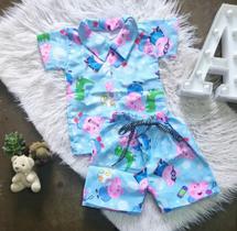 Conjunto Mauricinho camisa social com shorts Tema George Conjunto Mauricinho camisa social com shorts Tema George