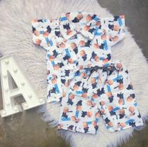 Conjunto Mauricinho camisa social com shorts Tema O Poderoso Chefinho