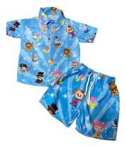 Conjunto Mauricinho Circo Azul - Camisa E Bermuda