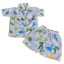 Conjunto Mauricinho Dinossauro Baby - Camisa E Bermuda